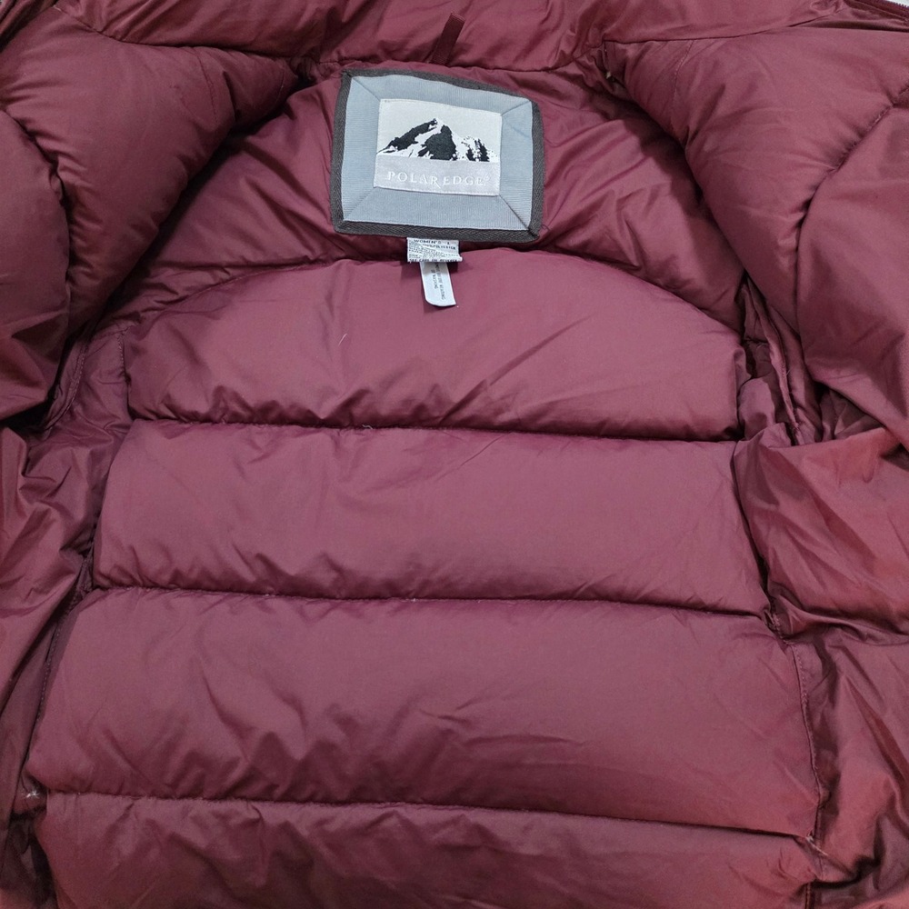 Polar Edge Womens Burgundy Down Fill Puffer Jacket Size L Full Zip Quilted - Picture 6 of 6